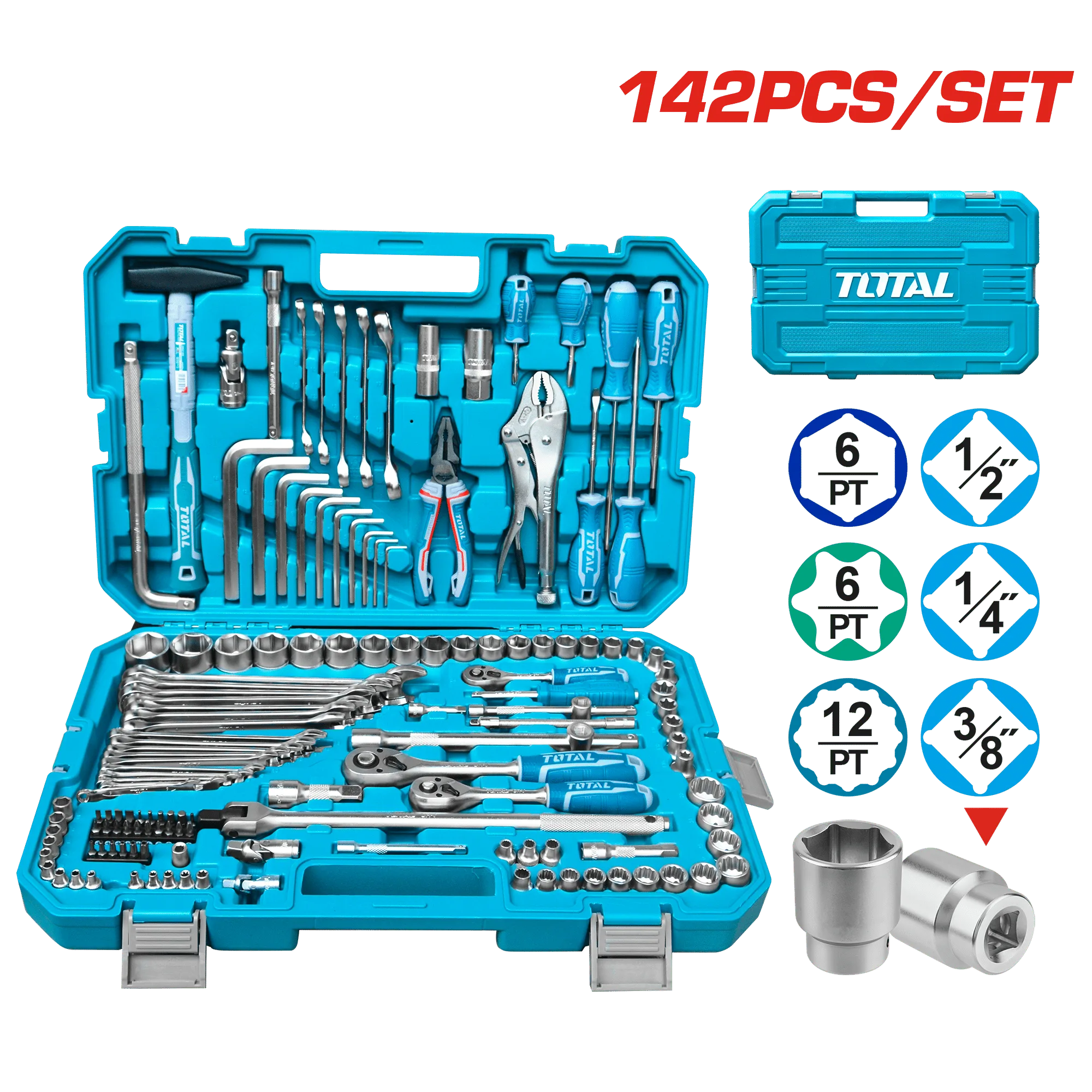 شنطه عده يدوية 142 قطعة الموديل توتال THKTHP21426