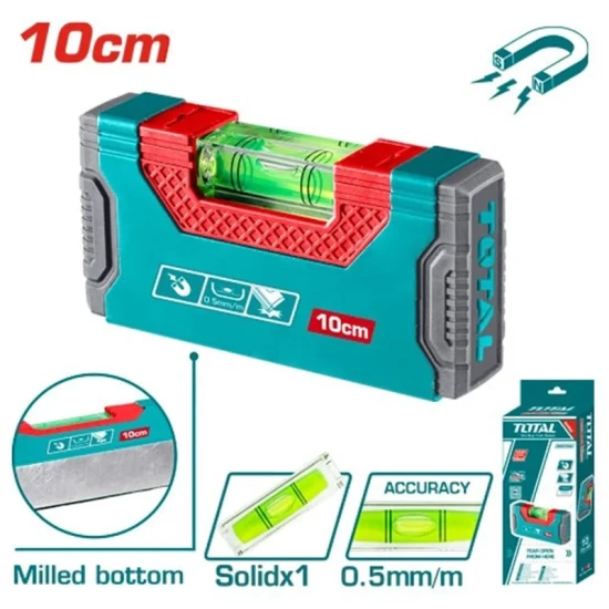 Total Spirit Level with strong magnet (10cm) + One milled ميزان مياه 10سم