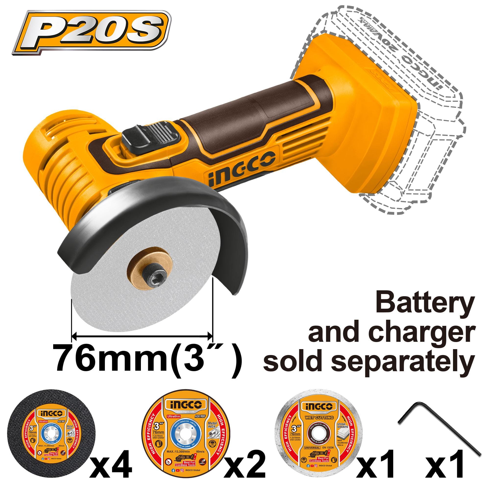 صاروخ ميني 20V من انجكو بدون بطارية ,CAGLI7601