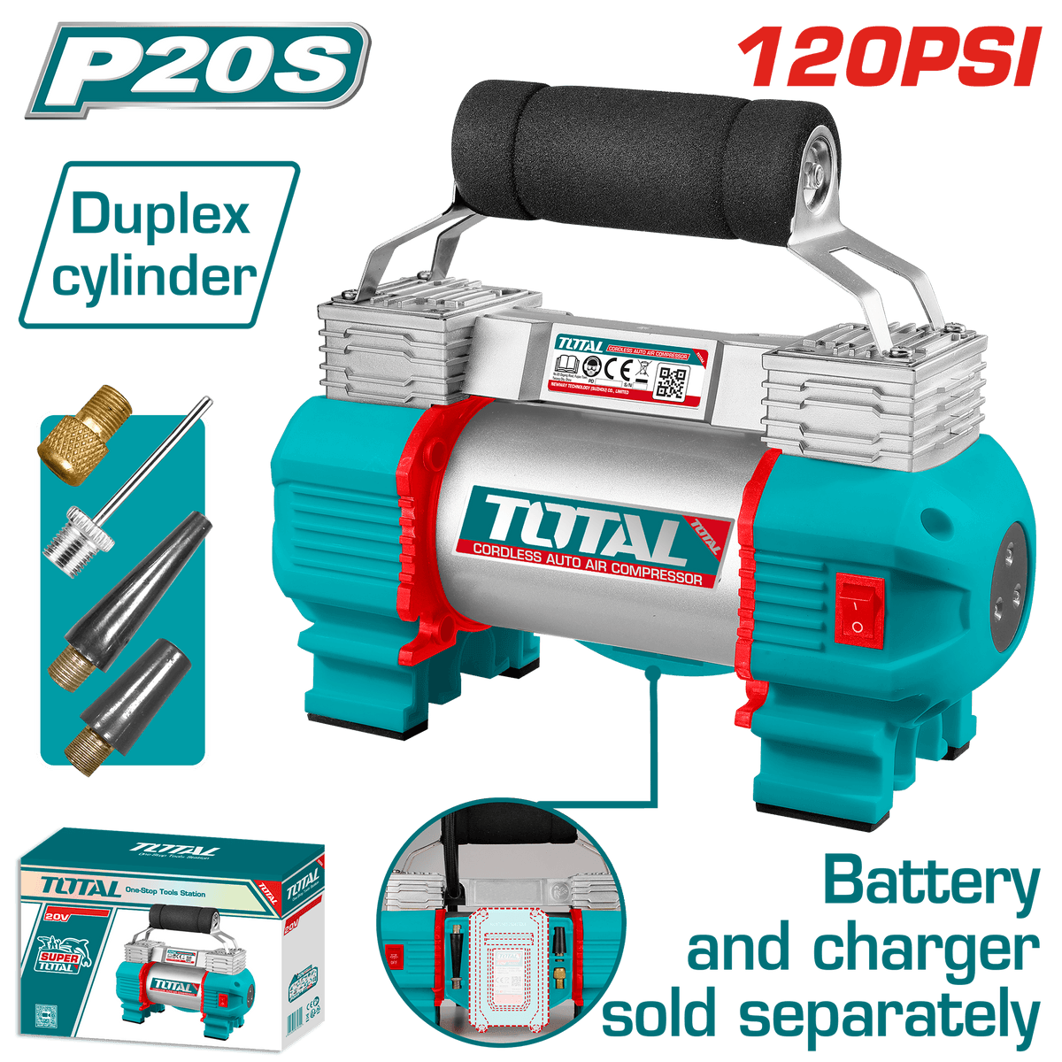 كمبروسر منفاخ ٢ بستم 20 فولت بدون بطارية و شاحن TACLI2026