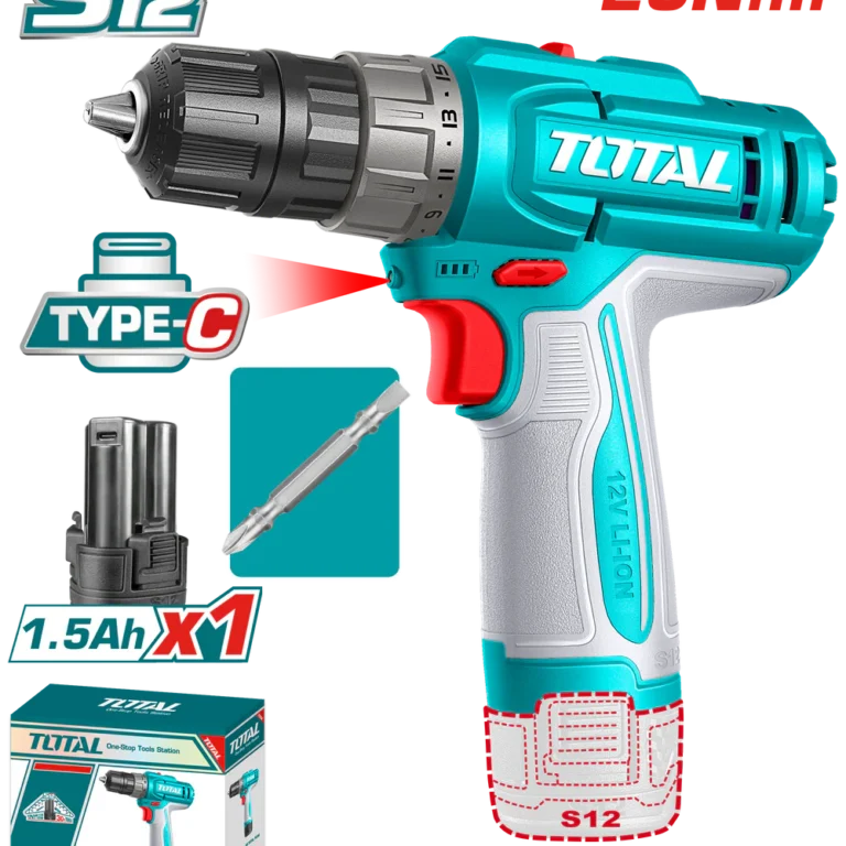 توتال تولز شنيور بطارية 20 نيوتن 2 سرعه ظرف بلاستيك 10 مم 12 فولت 1 بطاريه TDLI122061