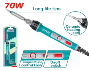 توتال تولز كاوية لحام قصدير كهرباء 70 وات ببكره للتحكم فى الحرارة TET01606