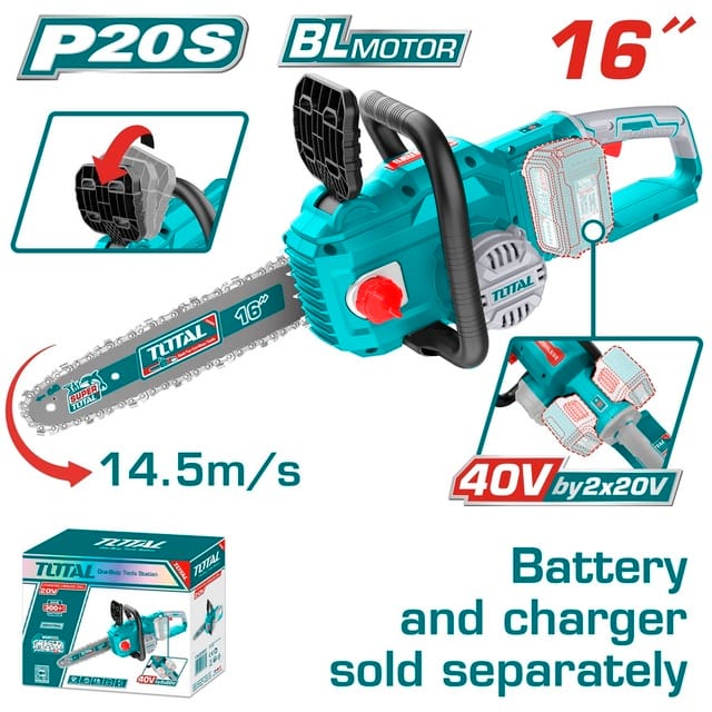 tgsli40168 chain saw منشار شجر 16 بوصه بدون البطاريه والشاحن