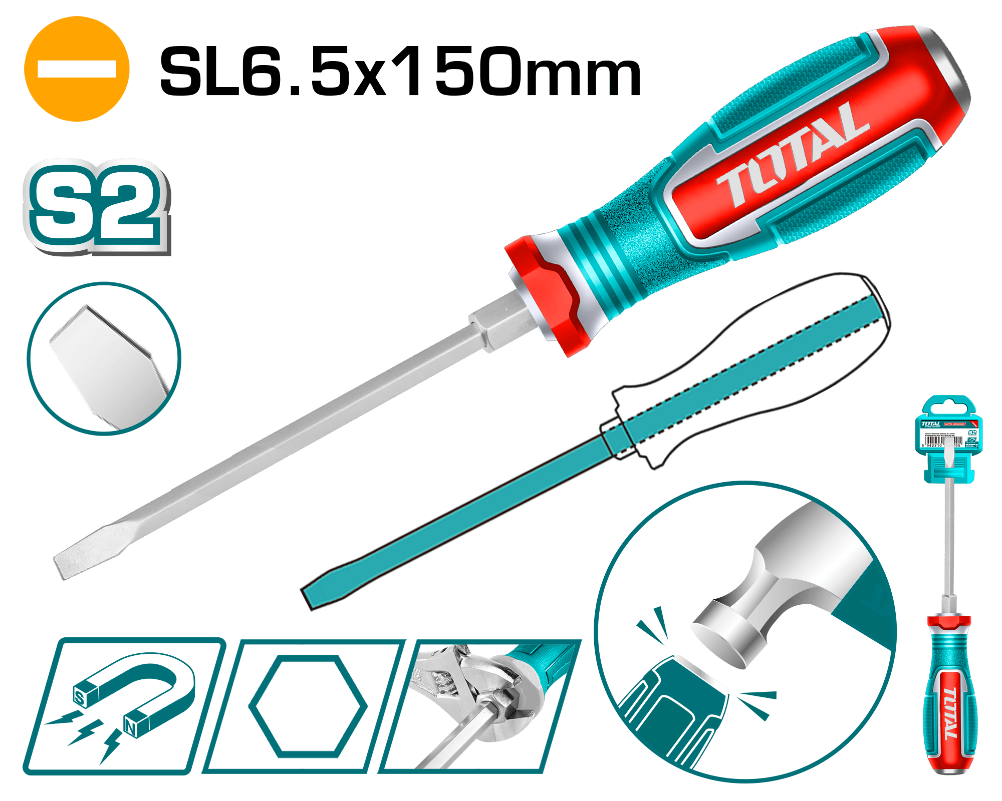 tgtsl6150 مفك عاده دق 6.5*150 توتال