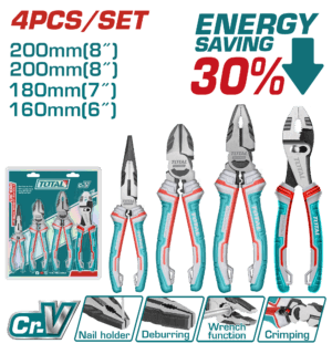 TOTAL 4 Pcs Pliers Set THT2K0488 طقم بنس 4 قطع