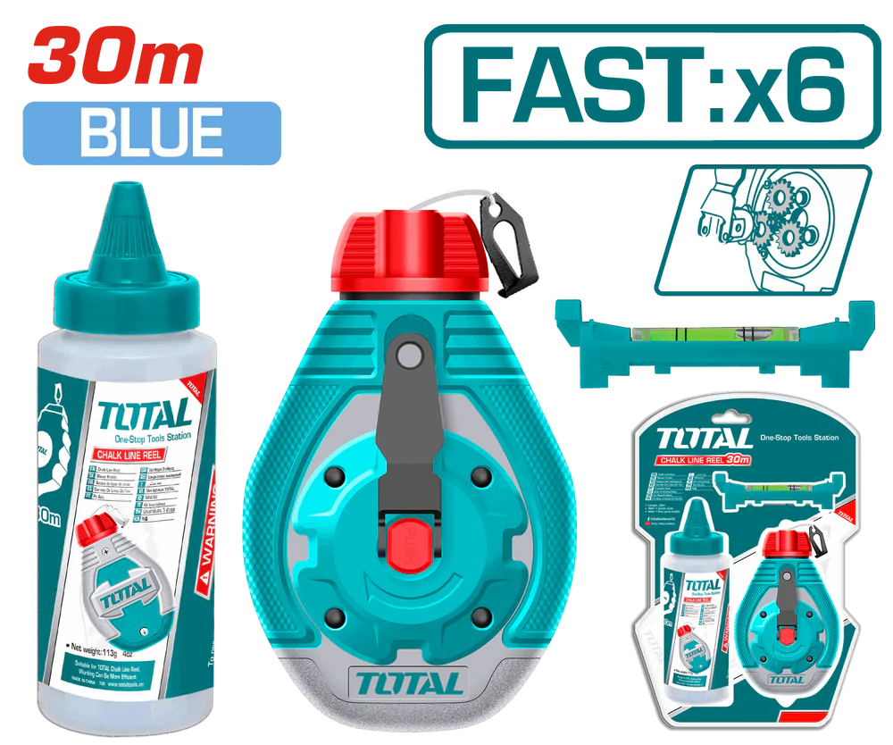 توتال تولز خيط علام 30 متر + عبوه بودره ازرق – THT666301