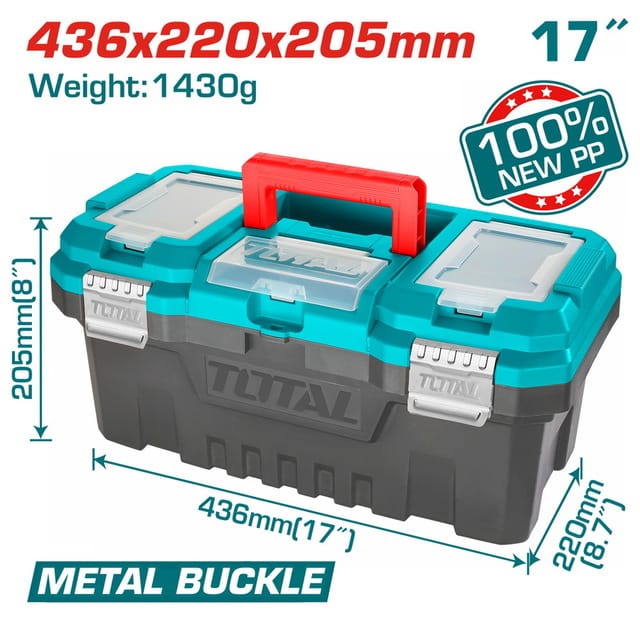 شنطه بلاستيك 17 بوصه قفل TOTAL Plastic Tool Box 17″ (TPBX0172)