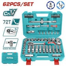 TOTAL 62 Pcs 1/2″ socket set THT121602 طقم لقم نص بوصه